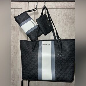 MICHAEL KORS
Jet Set Travel Large Logo Tote Shoulder Bag and Wallet Set